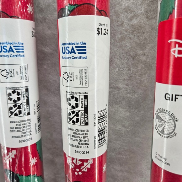 Disney Mickey Mouse Christmas Gift Wrapping Paper 5 Rolls Holiday NEW deadstock - Picture 2 of 3